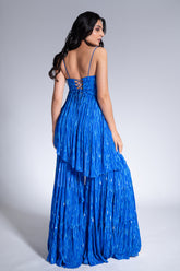 Droplets - Blue & Cyan Embroidered Sharara Set
